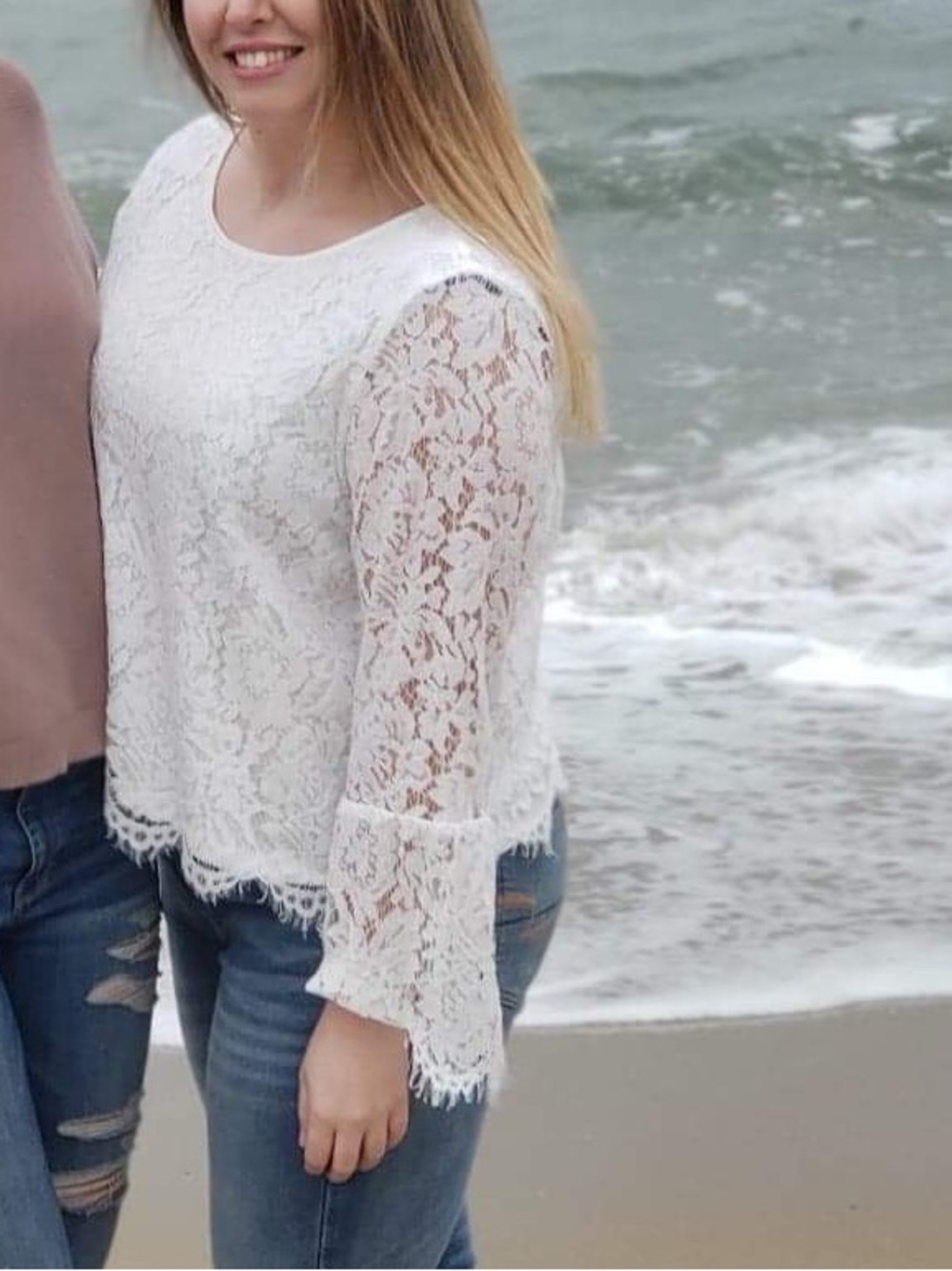 New Directions Lace Bell Sleeve Top - Picture 4 of 4